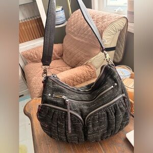 MZ Wallace Black Tweed Shoulder Bag